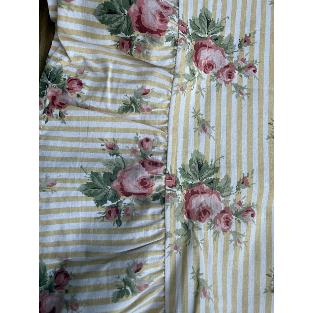3 Vtg Ralph Lauren Sophie Brooke Yellow Stripe Rose Ruffle Standard Pillowcases